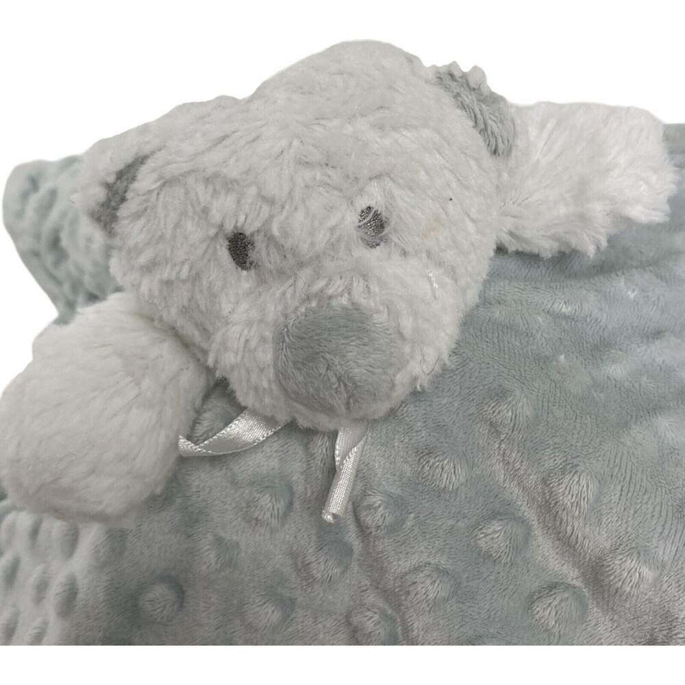 Lovey Blanket Bear Blue White Minky Dot Popcorn Security Blankets & Beyond Toy